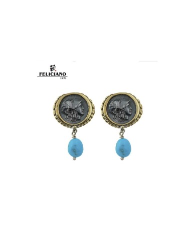 PROM142 Pendientes moneda romana diosa  Atenea